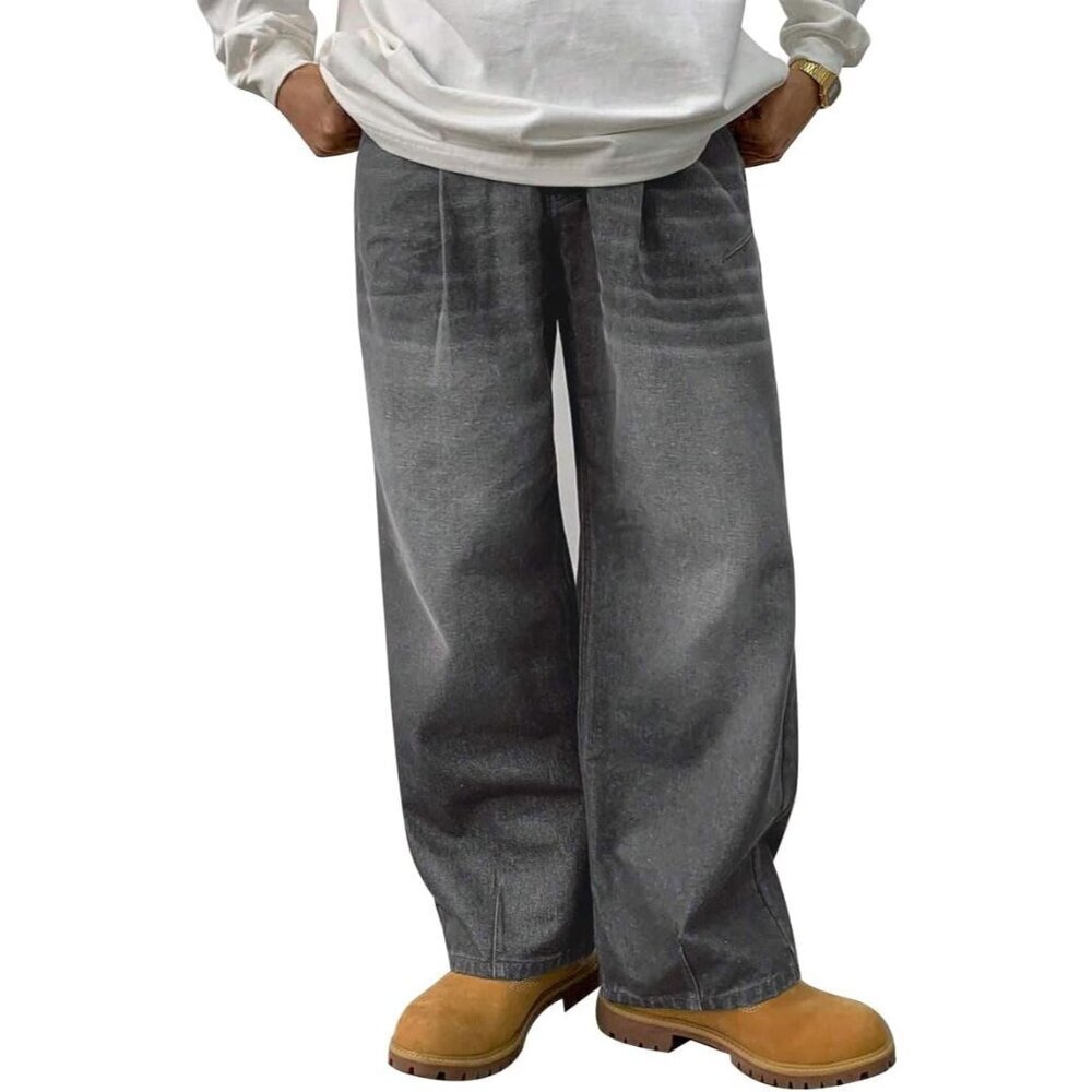 Mens Baggy Jeans Cotton Blend X-Large Wide Leg Retro Casual Streetwear - Picture 1 of 4